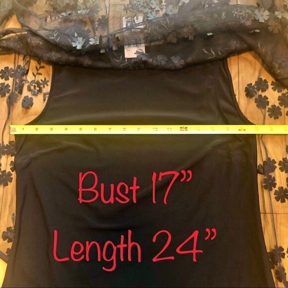 MSK BLACK 3D FLOWER PETAL SHEER BLOUSE NWT S - Picture 6 of 12